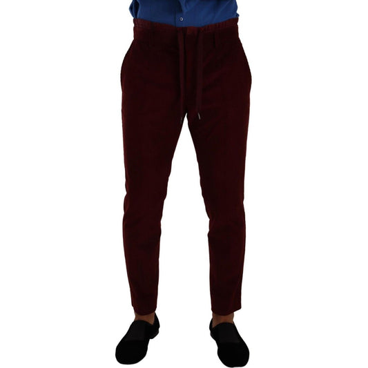 Dolce & Gabbana Bordeaux Velvet Mens Formal Trouser Dress Pants