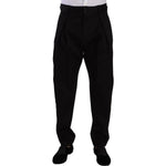 Dolce & Gabbana Black Cotton High Waist Men Trouser Dress Pants PAN72765 - 48