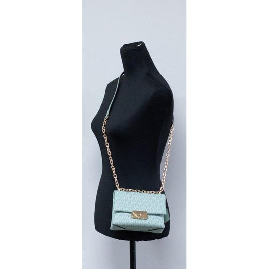 Michael Kors Cece Small Sea Green Signature PVC Convertible Flap Crossbody Bag 34162