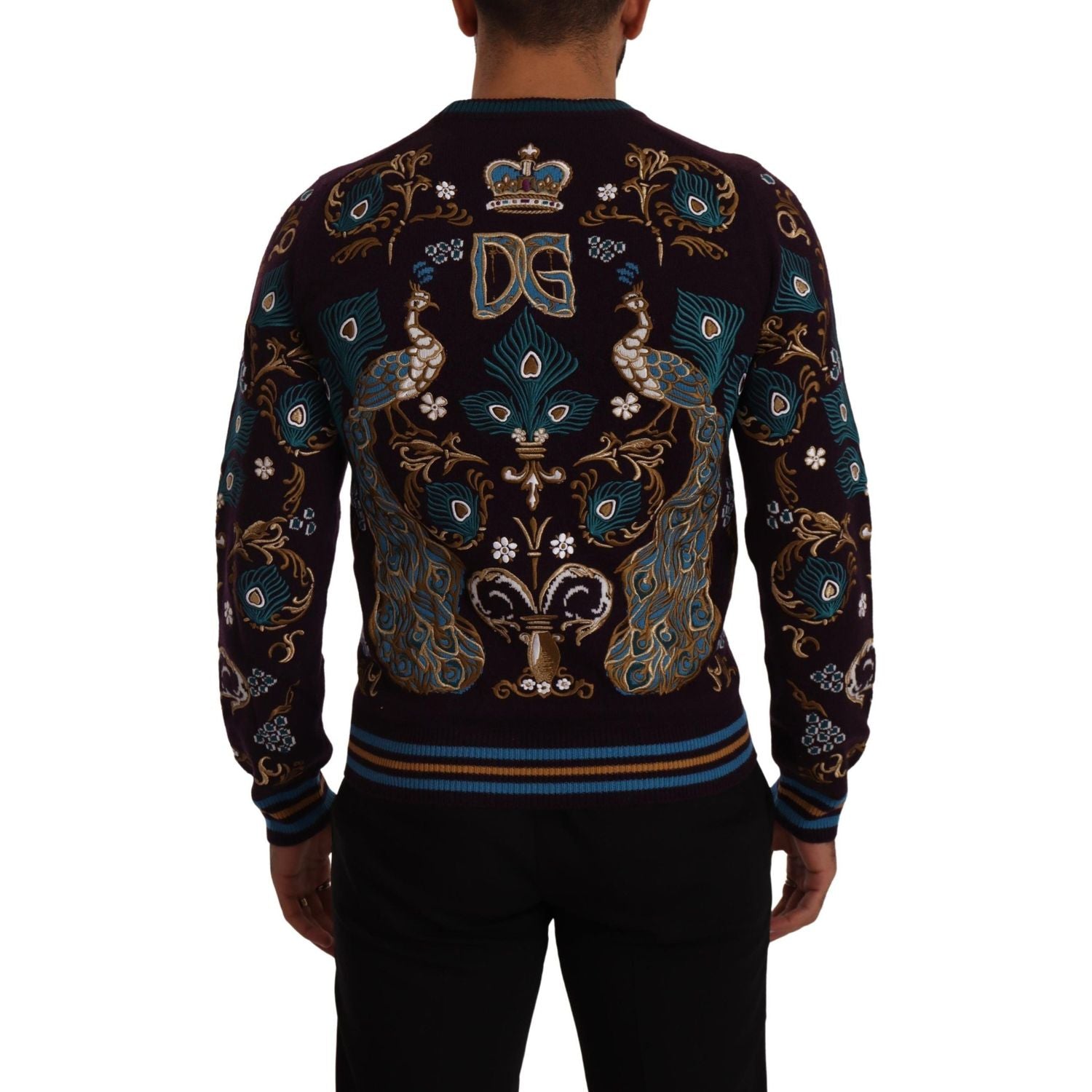 Dolce & Gabbana Bordeaux Cashmere DG Crown Embroidered Sweater