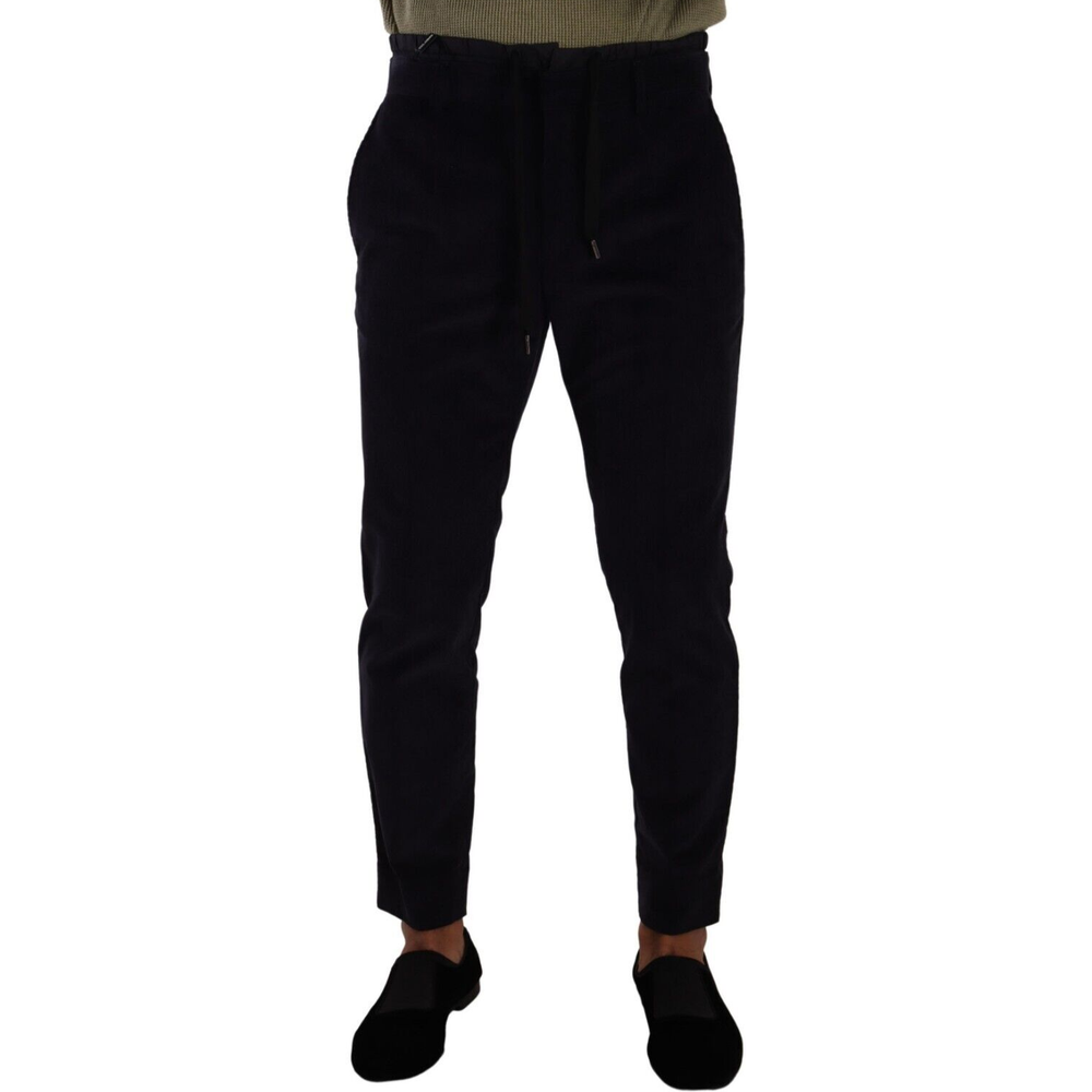 Dolce & Gabbana Slim Fit Luxe Corduroy Pants in Dark Blue Dolce & Gabbana Black