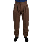 Dolce & Gabbana Elegant Tapered High Waist Leather Pants Dolce & Gabbana Dark Slate Gray