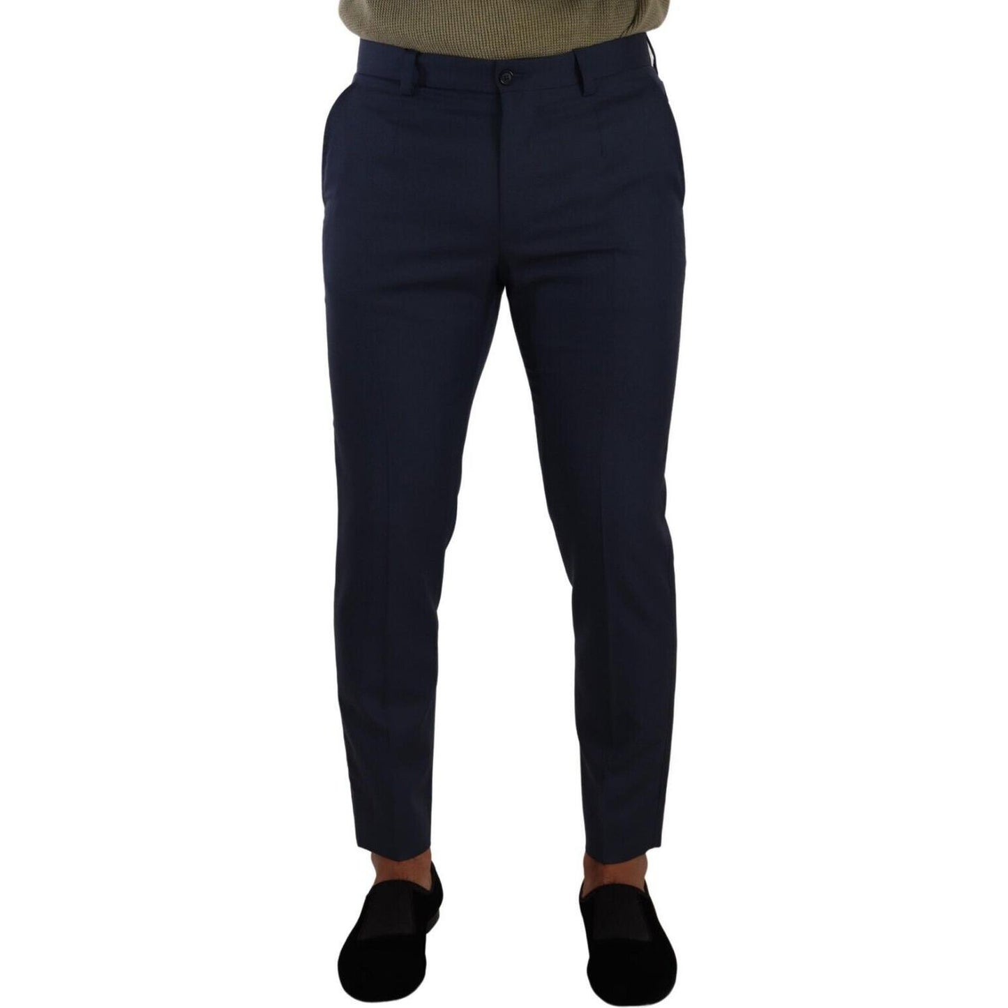 Dolce & Gabbana Dark Blue Wool Skinny Formal Dress Pants