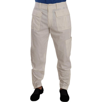 Dolce & Gabbana Off White Cotton Corduroy Cargo Pants