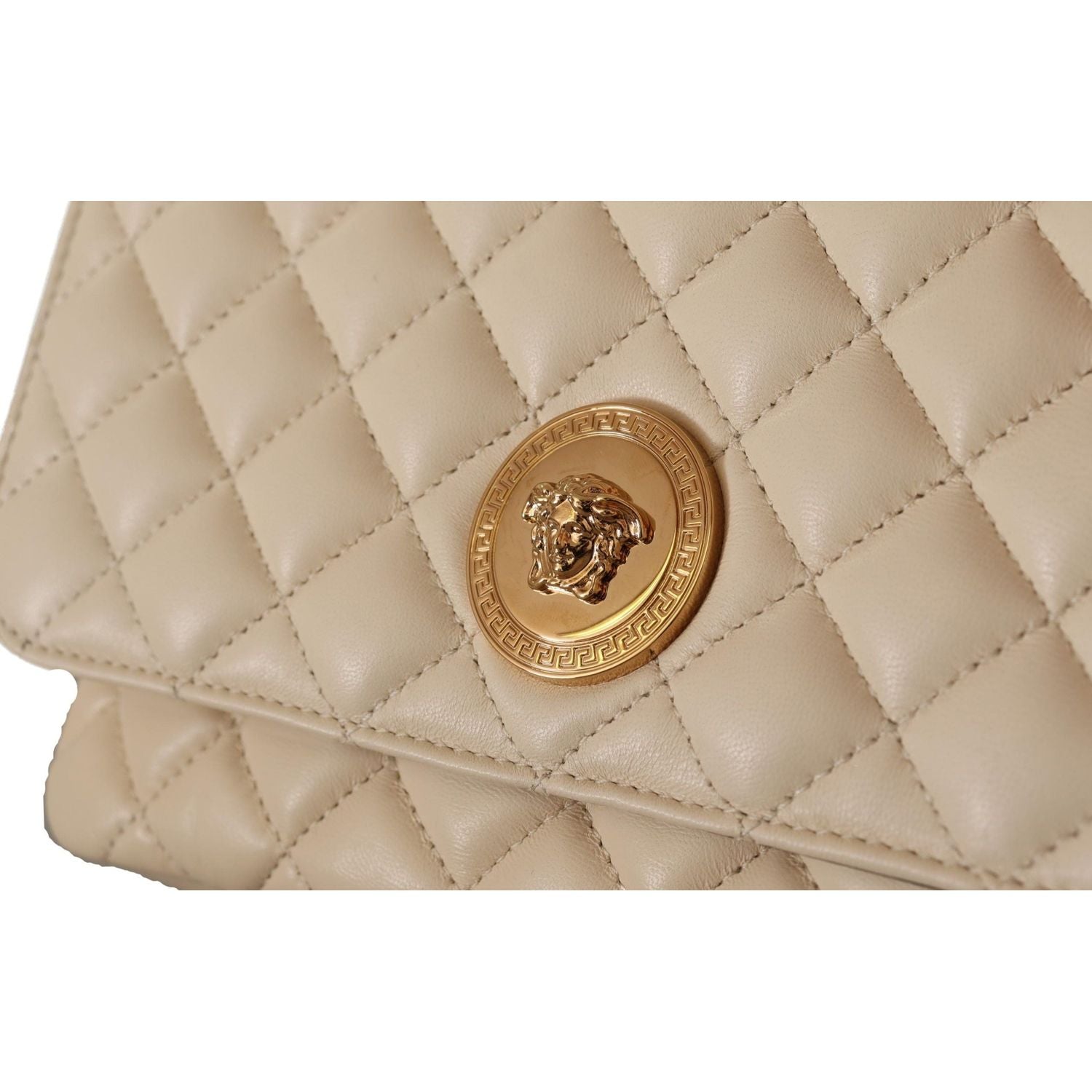 Versace Elegant White Nappa Leather Shoulder Bag