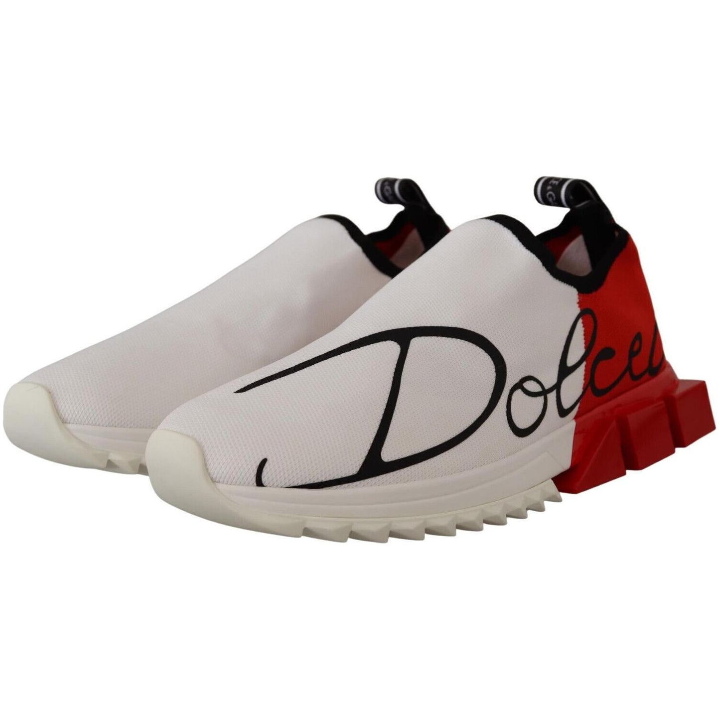Dolce & Gabbana White Red Sorrento Sandals Sneakers