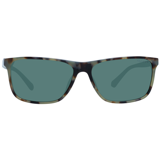 Gant brown unisex full-rim square sunglasses with green lenses and plastic frame for 100% UVA & UVB protection.