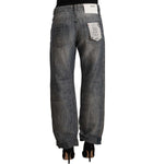 Acht Chic Gray Straight Cut Ramie-Cotton Jeans Acht Dark Slate Gray
