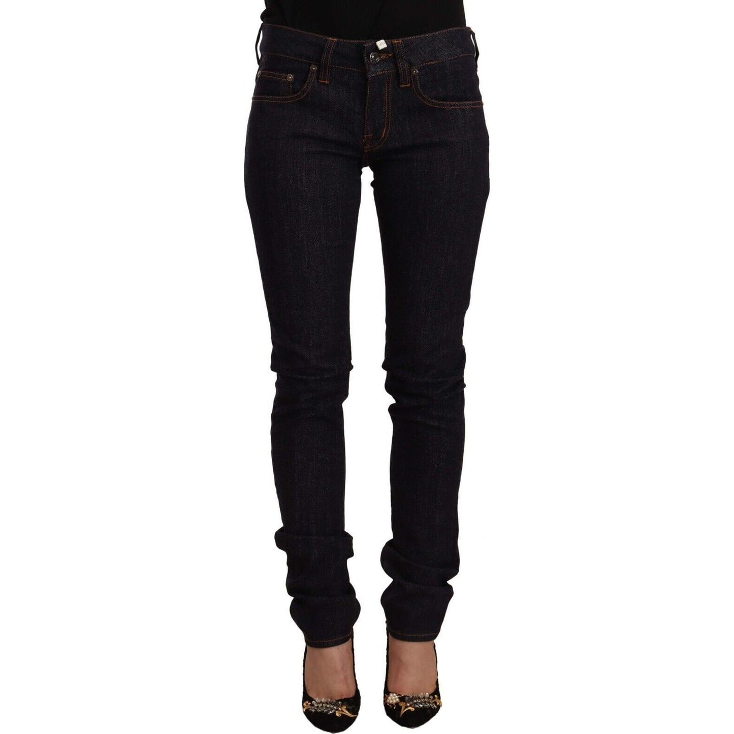 GF Ferre Black Mid Waist Cotton Denim Skinny Jeans PAN72212 - 26