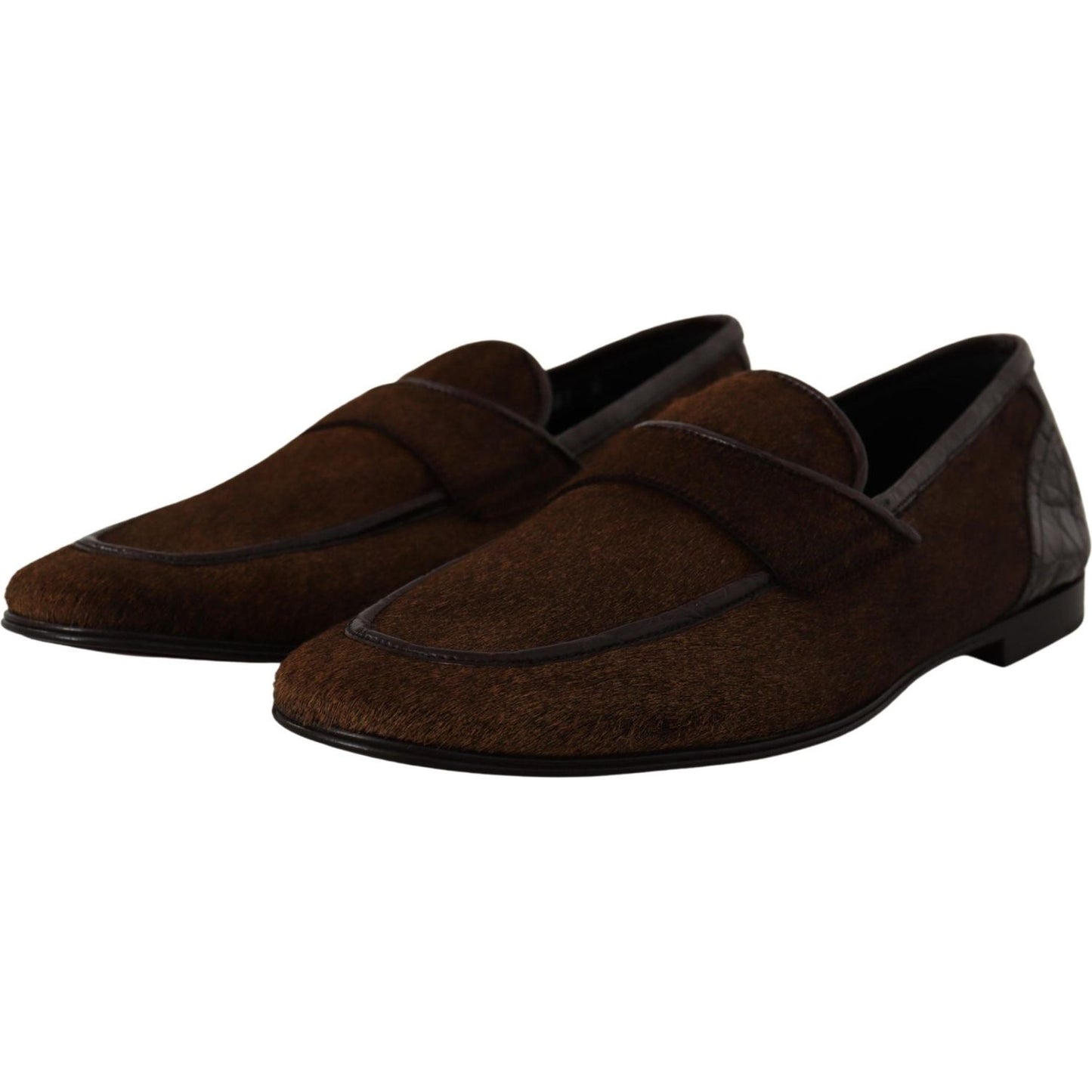Dolce & Gabbana Shoes Dress Loafers Brown Leather Slip Shoes MV4441- 39