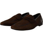 Dolce & Gabbana Shoes Dress Loafers Brown Leather Slip Shoes MV4441- 39