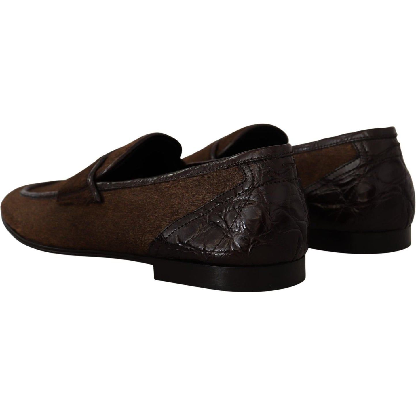 Dolce & Gabbana Shoes Dress Loafers Brown Leather Slip Shoes