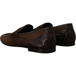Dolce & Gabbana Shoes Dress Loafers Brown Leather Slip Shoes MV4441- 39