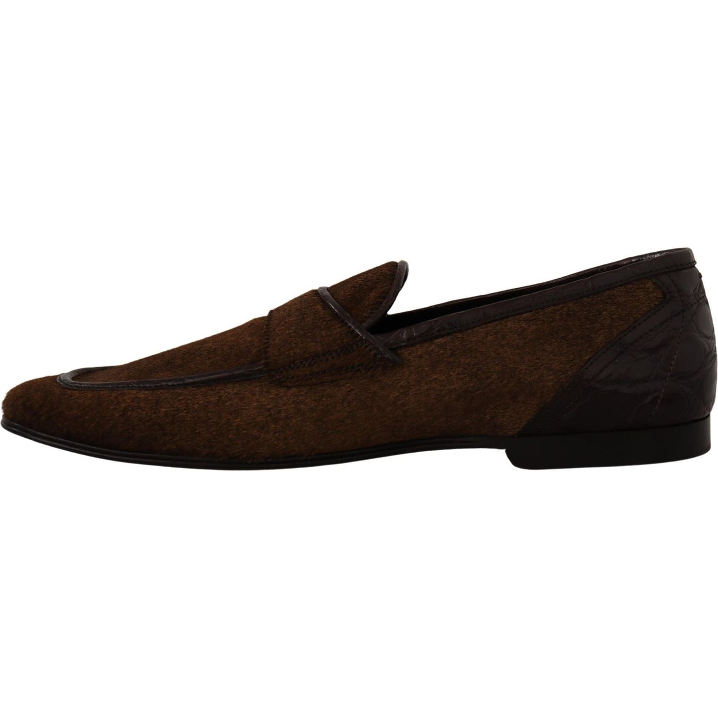 Dolce & Gabbana Shoes Dress Loafers Brown Leather Slip Shoes MV4441- 39