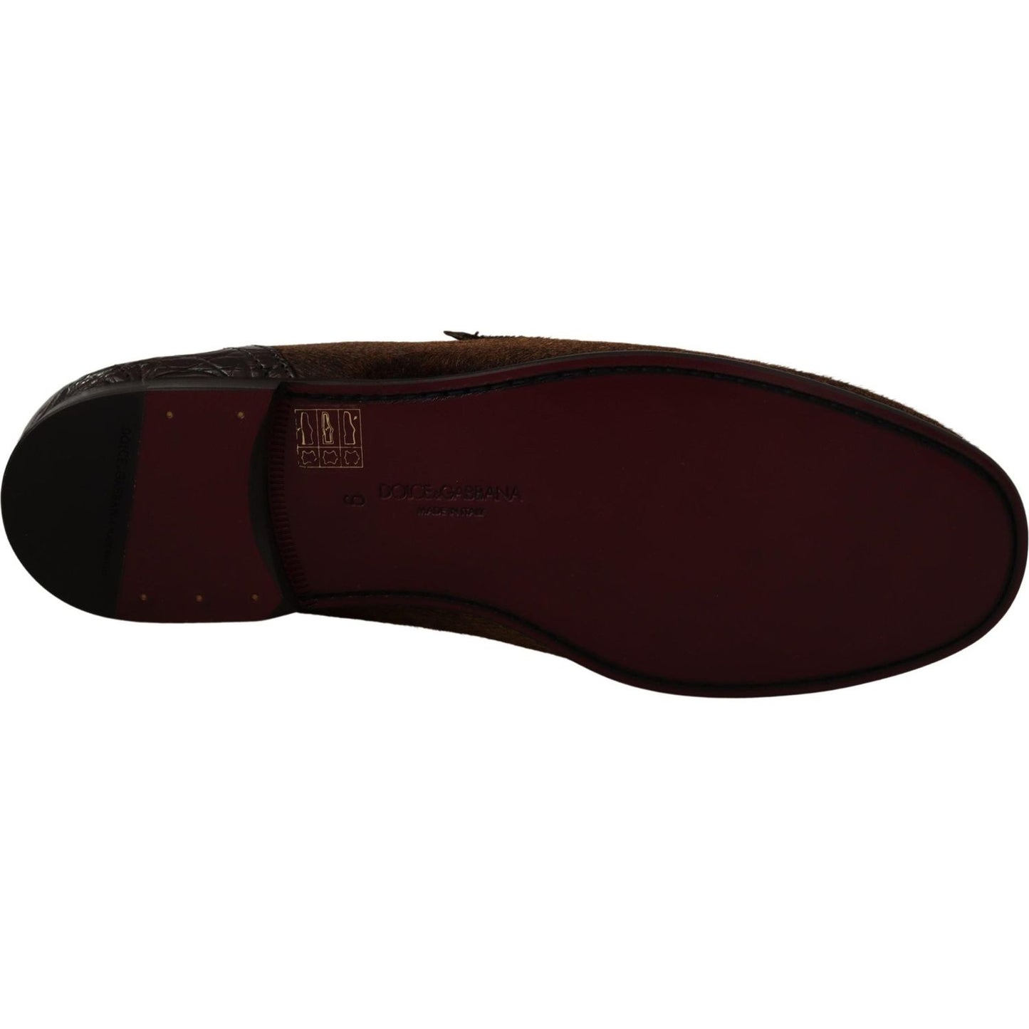 Dolce & Gabbana Shoes Dress Loafers Brown Leather Slip Shoes MV4441- 39