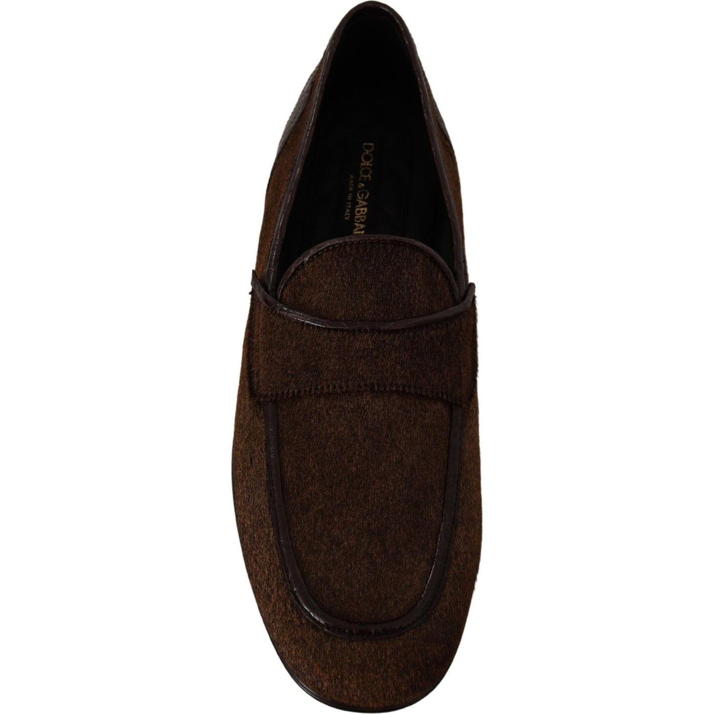 Dolce & Gabbana Shoes Dress Loafers Brown Leather Slip Shoes MV4441- 39