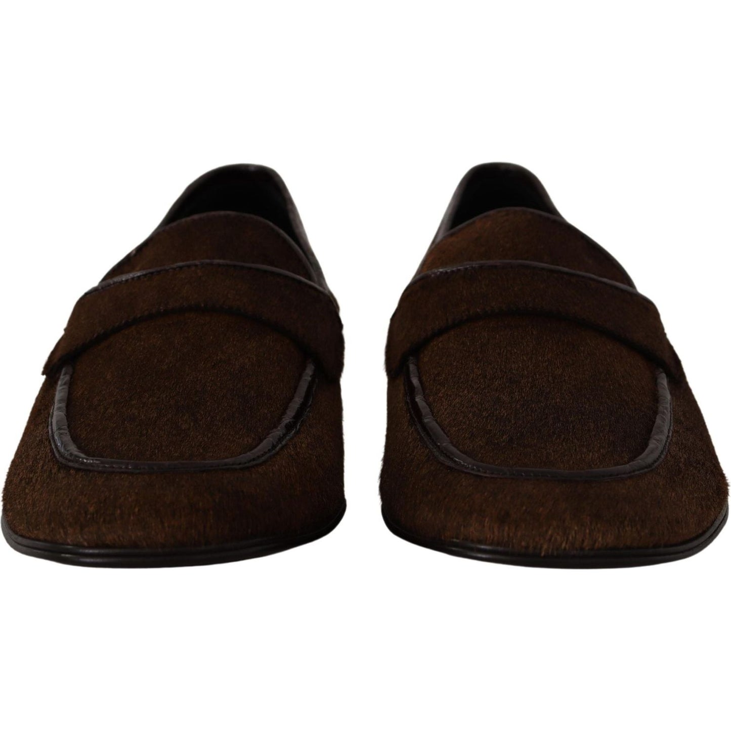 Dolce & Gabbana Shoes Dress Loafers Brown Leather Slip Shoes MV4441- 39