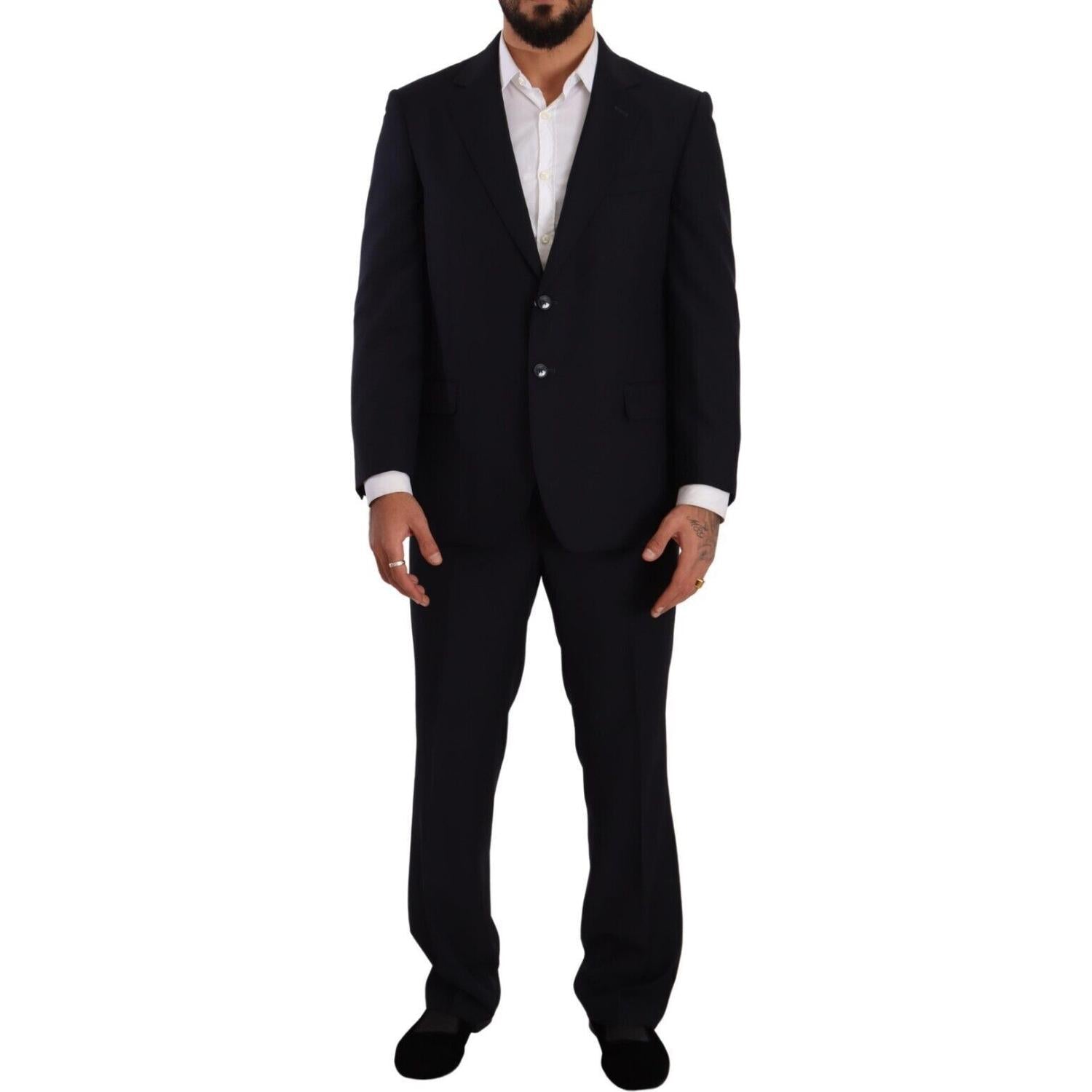 Domenico Tagliente Blue Polyester Single Breasted Formal Suit