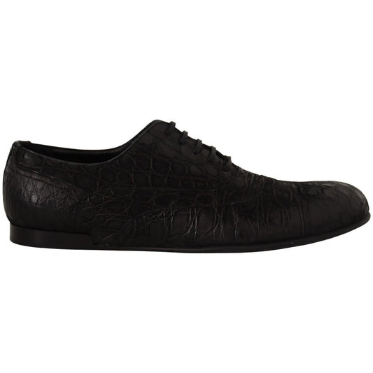 Dolce & Gabbana Black Caiman Leather Mens Oxford Shoes