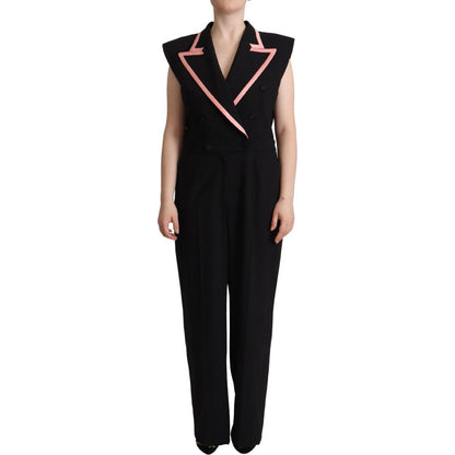 Dolce & Gabbana Black Wool Blend Sleeveless Jumpsuit Dress
