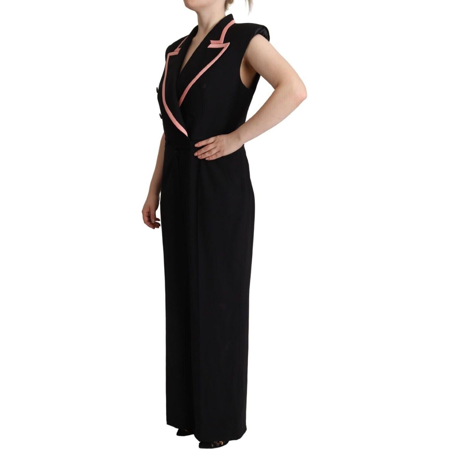 Dolce & Gabbana Black Wool Blend Sleeveless Jumpsuit Dress