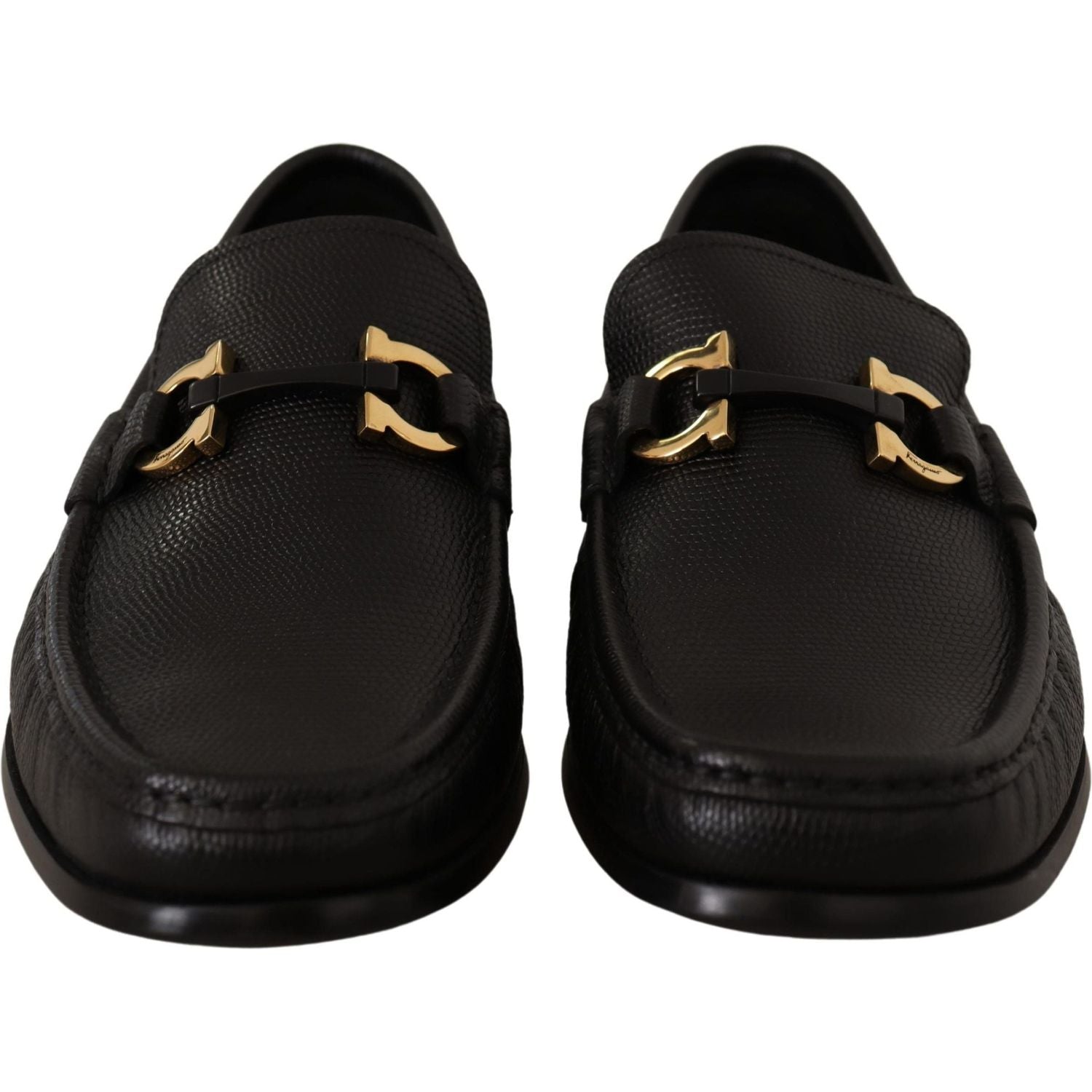 Salvatore Ferragamo Black Calf Leather Moccasins Loafers Shoes