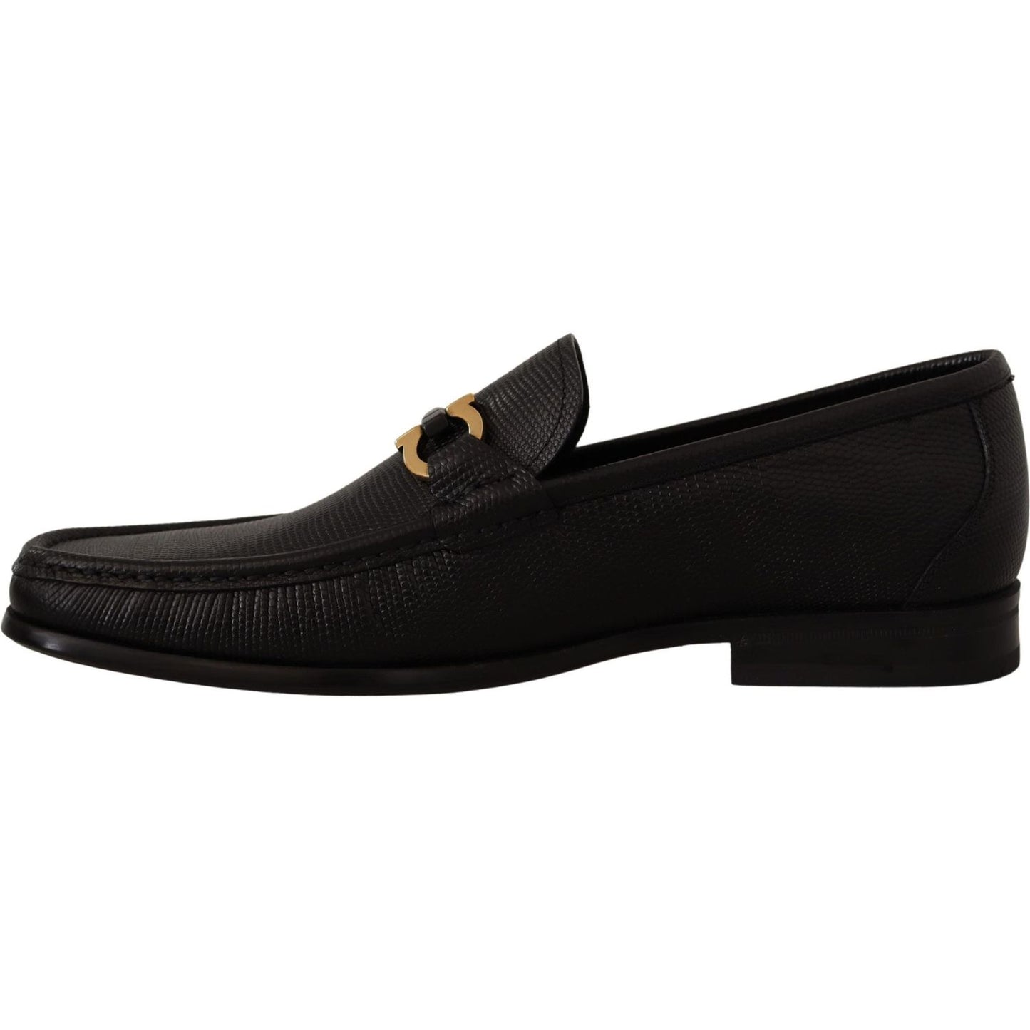 Salvatore Ferragamo Elegant Black Calf Leather Loafers Dress Shoes