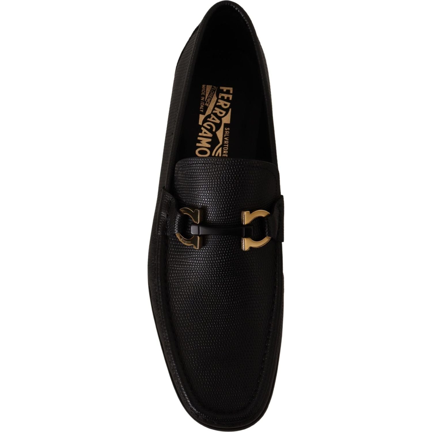 Salvatore Ferragamo Black Calf Leather Moccasins Loafers Shoes
