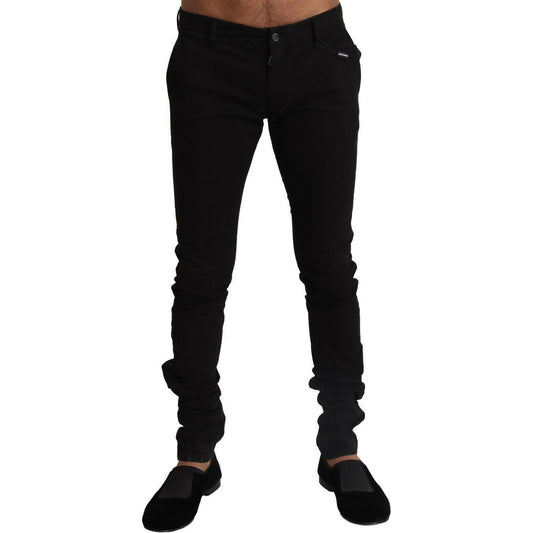 Dolce & Gabbana Black Cotton Stretch Slim Fit Skinny Pants
