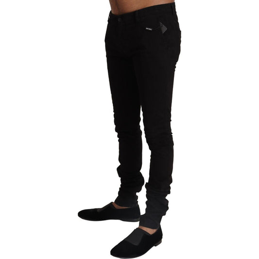 Dolce & Gabbana Black Cotton Stretch Slim Fit Skinny Pants