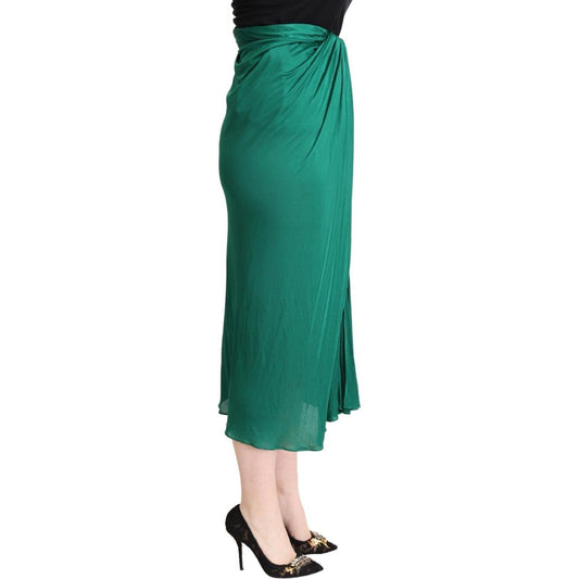 Dolce & Gabbana Dark Green High Waist Midi Pencil Cut Pleated Skirt SKi1882 - 38