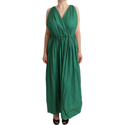 Dolce & Gabbana Green Cotton Sleeveless V-neck Dress DR28303 - 46