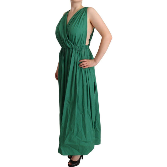 Dolce & Gabbana Green Cotton Sleeveless V-neck Dress DR28303 - 46