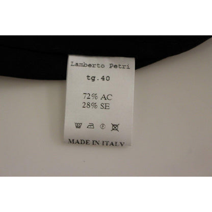 Lamberto Petri Black Yellow Silk Shift Sheath Coctail Dress