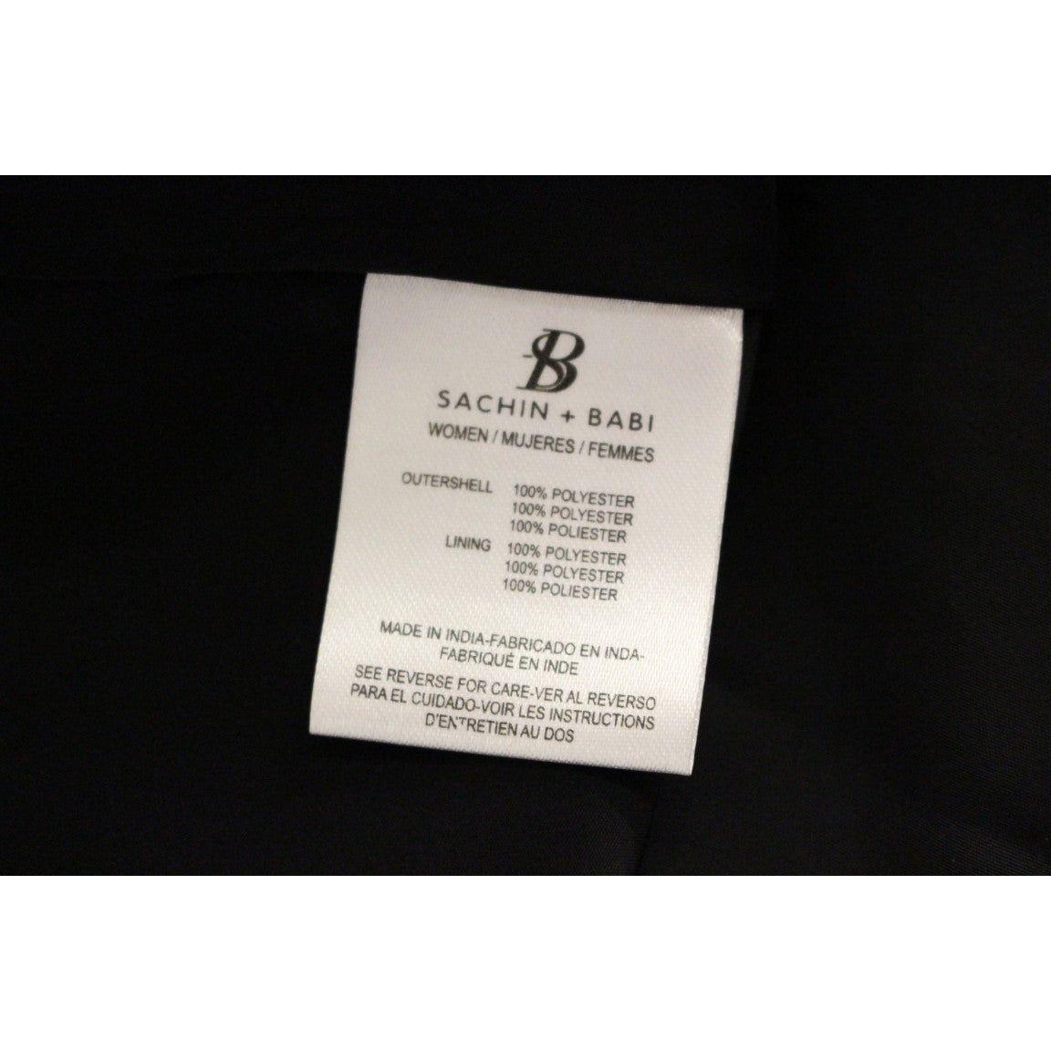 Sachin & Babi Black Silk Floral Pattern Shift Coctail Dress