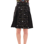 Dolce & Gabbana Black Crystal Handmade Above Knee Skirt GSD12657-1