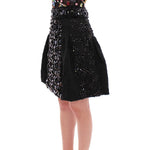 Dolce & Gabbana Black Crystal Handmade Above Knee Skirt GSD12657-1