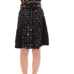 Dolce & Gabbana Black Crystal Handmade Above Knee Skirt GSD12657-1