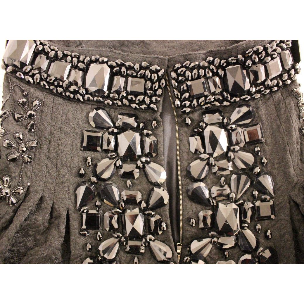 Dolce & Gabbana Black Crystal Handmade Above Knee Skirt GSD12657-1