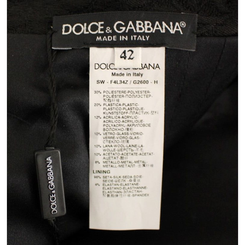 Dolce & Gabbana Black Crystal Handmade Above Knee Skirt GSD12657-1