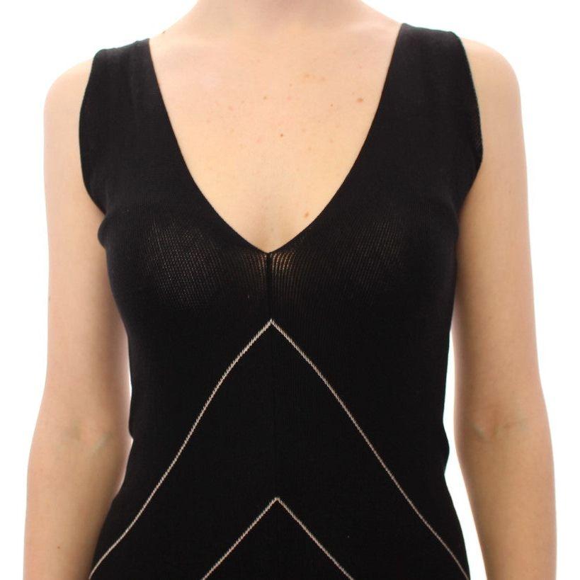 Alice Palmer Black White Low V Neck Knitted Cocktail Dress