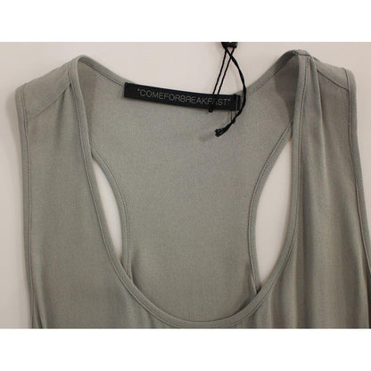 Comeforbreakfast Gray Viscose Tank Top Shirt Blouse