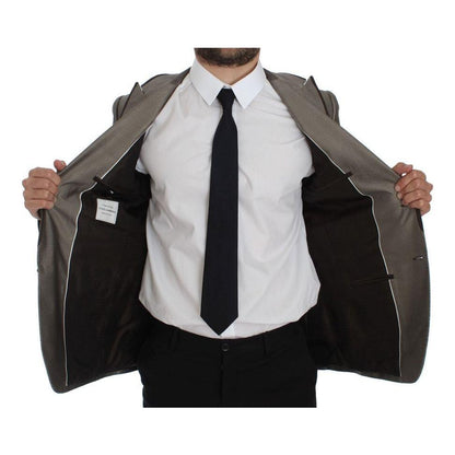 Dolce & Gabbana Brown Slim Fit Silk Two Button Blazer
