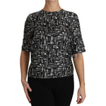 Dolce & Gabbana Black Musical Instruments Print Silk Blouse TSH2894- 36