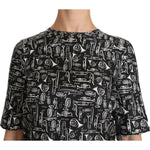 Dolce & Gabbana Black Musical Instruments Print Silk Blouse TSH2894- 36