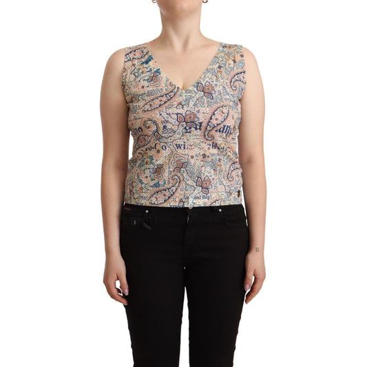 John Galliano Multicolor Cotton Sleeveless V-neck Tank Top TSH6751 - 40