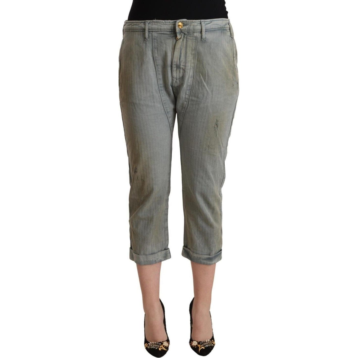 CYCLE Gray 100% Cotton Mid Waist Skinny Cropped Pants PAN71179 - 26