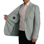 Dolce & Gabbana Elegant Slim Fit Cashmere Silk Blazer Jacket Dolce & Gabbana Light Slate Gray
