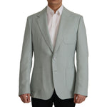 Dolce & Gabbana Elegant Slim Fit Cashmere Silk Blazer Jacket Dolce & Gabbana Light Slate Gray