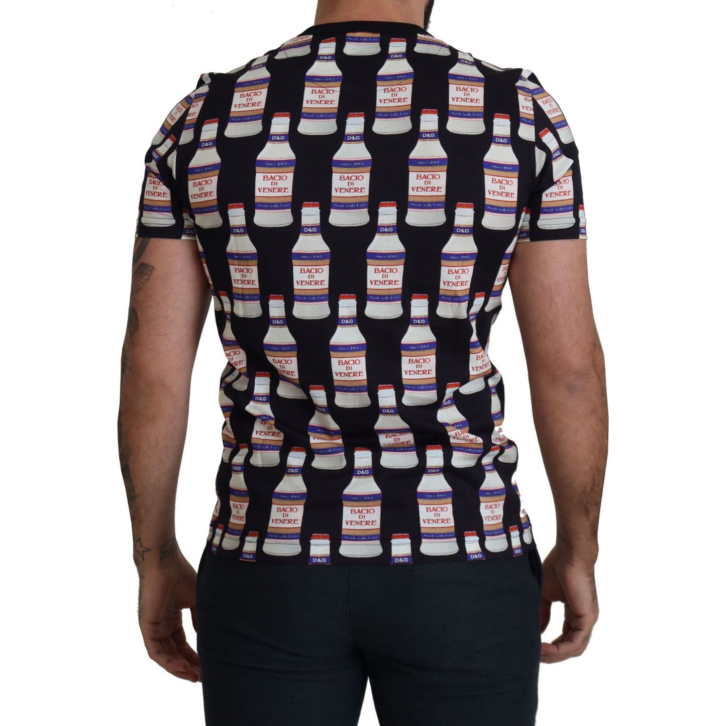 Dolce & Gabbana Black Bacio Di Venere Cotton Crew T-shirt TSH7477- 44